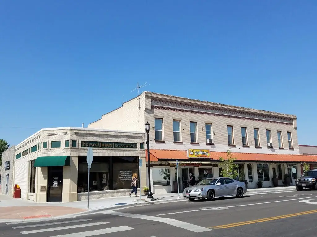 Historic Kuna State Bank and Mercantile buildings in downtown Kuna, Idaho
