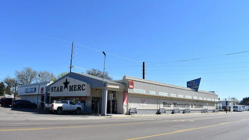 Historic Star Mercantile building on State Street in Star, Idaho